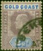 Rare Postage Stamp from Gold Coast 1902 2 1/2d Dull Purple & Ultramarine SG41 Fine Used Stamp