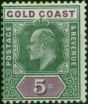 Gold Coast 1902 5s Green & Mauve SG46 Fine & Fresh LMM . King Edward VII (1902-1910) Mint Stamps