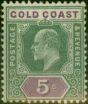 Old Postage Stamp Gold Coast 1902 5s Green & Mauve SG46 V.F VLMM