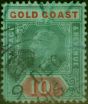 Rare Postage Stamp Gold Coast 1913 10s Green & Red-Green SG83 Good Used