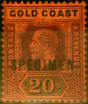 Rare Postage Stamp from Gold Coast 1913 20s Purple & Brick-Red Specimen SG84s Fine Mtd Mint