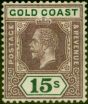 Valuable Postage Stamp from Gold Coast 1921 15s Dull Purple & Green SG100 Die I V.F Lightly Mtd Mint