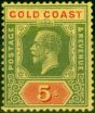 Valuable Postage Stamp from Gold Coast 1921 5s on Pale Yellow Die II SG82f Fine & Fresh Mtd Mint