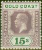 Collectible Postage Stamp from Gold Coast 1924 15s Dull Purple & Green SG100a Die II V.F MNH
