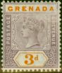 Valuable Postage Stamp Grenada 1895 3d Mauve & Orange SG52 Fine LMM