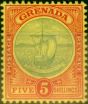 Collectible Postage Stamp from Grenada 1908 5s Green & Red-Yellow SG88 Fine Mtd Mint