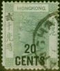 Valuable Postage Stamp Hong Kong 1891 20c on 30c Grey-Green SG48a Used Good