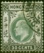 Valuable Postage Stamp Hong Kong 1903 30c Dull Green & Black SG70 Fine Used