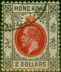 Valuable Postage Stamp Hong Kong 1912 $2 Carmine-Red & Grey-Black SG113 Fine Used