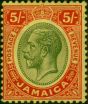 Jamaica 1919 5s Green & Red-Yellow SG67 Fine & Fresh MM  King George V (1910-1936) Rare Stamps