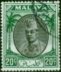 Kelantan 1951 20c Black & Green SG72 Fine Used. King George VI (1936-1952) Used Stamps