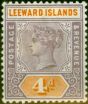 Valuable Postage Stamp from Leeward Islands 1890 4d Dull Mauve & Orange SG4 Fine Mtd Mint