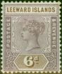 Old Postage Stamp from Leeward Islands 1890 6d Dull Mauve & Brown SG5 Fine Mtd Mint