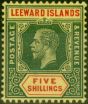 Collectible Postage Stamp from Leeward Islands 1914 5s Green & Red-Yellow SG57a White Back Fine Lightly Mtd Mint