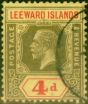Rare Postage Stamp from Leeward Islands 1922 4d Black & Red-Pale Yellow SG52 Fine Used