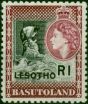 Lesotho 1966 1R Black & Maroon SG120ab 'Opt Double' V.F MNH  Queen Elizabeth II (1952-2022) Rare Stamps