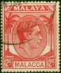 Malacca 1952 12c Scarlet SG9a V.F.U  King George VI (1936-1952), Queen Elizabeth II (1952-2022) Valuable Stamps