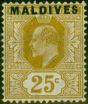 Collectible Postage Stamp from Maldives 1906 25c Bistre SG6 Fine Mtd Mint