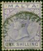Malta 1890 1s Pale Violet SG29 Fine Used. Queen Victoria (1840-1901) Used Stamps