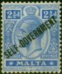 Collectible Postage Stamp from Malta 1922 2 1/2d Bright Blue SG107 Fine Very Lightly Mtd Mint