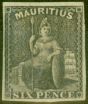 Collectible Postage Stamp from Mauritius 1861 6d Dull Purple-Slate SG33 V.Fine and Fresh Unused