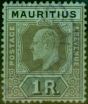 Rare Postage Stamp from Mauritius 1910 1R Black & Green SG152 Very Fine Used