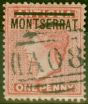 Rare Postage Stamp from Montserrat 1883 1d Red SG6x Wmk Reversed Fine Used