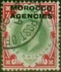 Rare Postage Stamp Morocco Agencies 1907 1s Dull Green & Carmine SG37 Fine Used