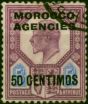 Morocco Agencies 1907 50c on 5d Slate Purple & Ultramarine SG119a Good Used . King Edward VII (1902-1910) Used Stamps