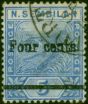 Negri Sembilan 1898 4c on 5c Blue SG18 Fine Used (2). Queen Victoria (1840-1901) Used Stamps