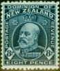 Rare Postage Stamp from New Zealand 1909 8d Indigo-Blue SG393 Fine Mtd Mint (2)