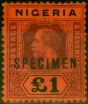 Rare Postage Stamp from Nigeria 1914 £1 Deep Purple & Black-Red Specimen SG12s Fine Mtd Mint
