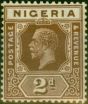 Old Postage Stamp Nigeria 1932 2d Chocolate SG20 Fine LMM