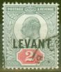 Rare Postage Stamp from British Levant 1905 2d Grey-Green & Carmine-Red SGL4 V.F.U