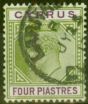Collectible Postage Stamp from Cyprus 1905 4pi Olive-Green & Purple SG66 Fine Used