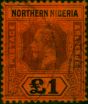 Northern Nigeria 1912 £1 Purple & Black-Red SG52 Fine Used (2). King George V (1910-1936) Used Stamps