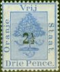 Rare Postage Stamp from Orange Free State 1897 2 1/2d on 3d Ultramarine SG83 Fine Very Lightly Mtd Mint