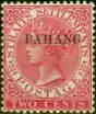 Old Postage Stamp from Pahang 1889 2c Bright Rose SG4a Type 2 Fine Mtd Mint