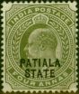 Valuable Postage Stamp Patiala 1905 4a Olive SG41 Fine MM