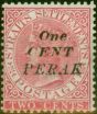 Collectible Postage Stamp Perak 1889 1c on 2c Bright Rose SG39 Type 36 Fine MM
