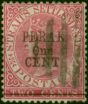 Perak 1891 1c on 2c Bright Rose SG60 Fine Used . Queen Victoria (1840-1901) Used Stamps