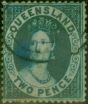Old Postage Stamp Queensland 1860 2d Blue SG7 Fine Used