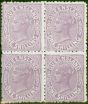 Rare Postage Stamp from Queensland 1882 1s Pale Mauve SG174 Fine & Fresh Lightly Mtd Mint Block of 4