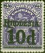 Collectible Postage Stamp Rhodesia 1909 10d on 3s Deep Violet SG117 Fine MM