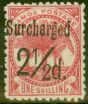 Old Postage Stamp from Samoa 1898 2 1/2d on 1s Dull Rose-Carmine SG86 Fine Mtd Mint (3)