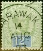 Rare Postage Stamp from Sarawak 1888 12c Green & Blue SG16 Fine Used