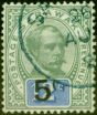 Collectible Postage Stamp from Sarawak 1891 5c on 12c Green & Blue SG25 with Stop Very Fine Used