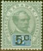 Collectible Postage Stamp from Sarawak 1891 5c on 12c Green & Blue SG26 Type 9 Fine MNH