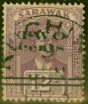 Old Postage Stamp from Sarawak 1923 2c on 12c Purple SG73 Fine Used
