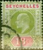 Old Postage Stamp from Seychelles 1906 18c Sage-Green & Carmine SG65 Fine Used